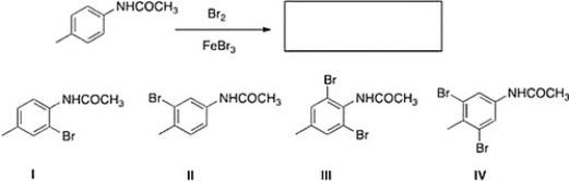 <strong>What is the major product of the following reaction? </strong> A) IV B) II C) I D) III
