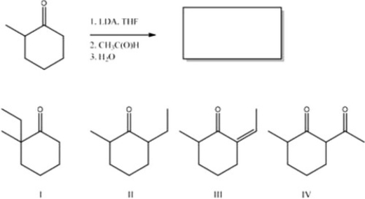 What is the major product of the following reaction?   A)  II B)  IV C)  III D)  I