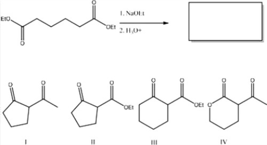 What is the major product of the following reaction?   A)  II B)  IV C)  I D)  III