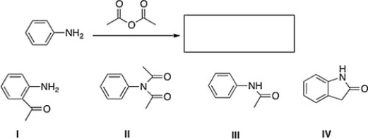 <strong>What is the product of the following reaction?  </strong> A) I B) III C) II D) IV <div style=padding-top: 35px> 