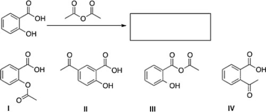 <strong>What is the product of the following reaction?  </strong> A) III B) IV C) I D) II <div style=padding-top: 35px> 