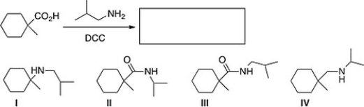 <strong>What is the product of the following reaction?  </strong> A) IV B) I C) III D) II <div style=padding-top: 35px> 