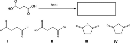 <strong>What is the product of the following reaction?  </strong> A) I B) III C) II D) IV <div style=padding-top: 35px> 