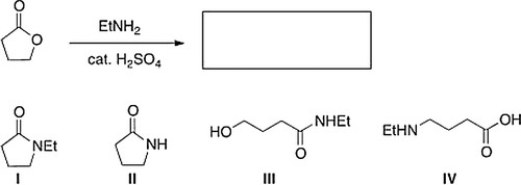 <strong>What is the product of the following reaction?  </strong> A) II B) I C) III D) IV <div style=padding-top: 35px> 
