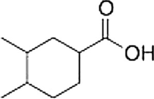 <strong>What is the correct IUPAC name of the following compound? </strong> A) 4,5-Dimethylcyclohexanecarboxylic acid B) 1,2-Dimethylcyclohexanecarboxylic acid C) 3,4-Dimethylcyclohexanoic acid D) 3,4-Dimethylcyclohexanecarboxylic acid