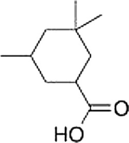 <strong>What is the correct IUPAC name of the following compound? </strong> A) 3,5,5-Trimethylcyclohexanoic acid B) 3,5,5-Trimethylcyclohexanecarboxylic acid C) 3,3,5-Trimethylcyclohexanecarboxylic acid D) 3,3,5-Trimethylcyclohexanoic acid