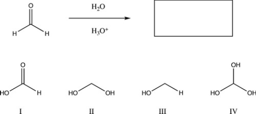 <strong>What is the major product of the following reaction? </strong> A) III B) II C) IV D) I