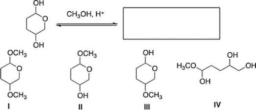 <strong>What is the product of the following reaction? </strong> A) III B) II C) IV D) I