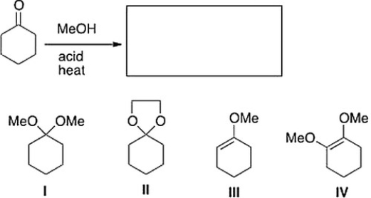 <strong>What is the product of the following reaction? </strong> A) IV B) II C) I D) III