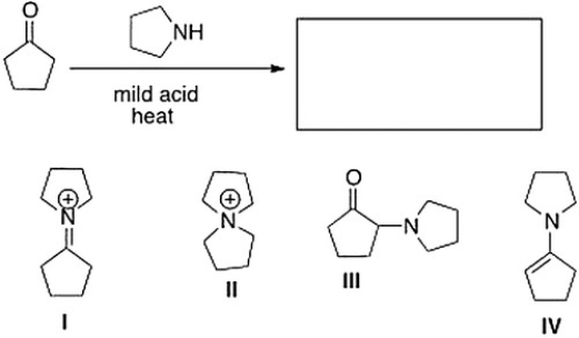 <strong>What is the product of the following reaction? </strong> A) IV B) II C) I D) III