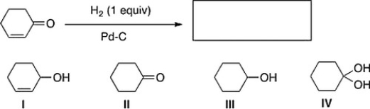 <strong>What is the product of the following reaction?  </strong> A) II B) III C) I D) IV <div style=padding-top: 35px> 