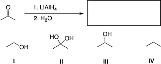 <strong>What is the product of the following reaction?  </strong> A) II B) IV C) III D) I <div style=padding-top: 35px> 