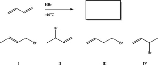 What is the major product of the following reaction?   A)  II B)  IV C)  I D)  III