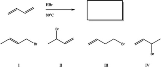 What is the major product of the following reaction?   A)  II B)  III C)  I D)  IV