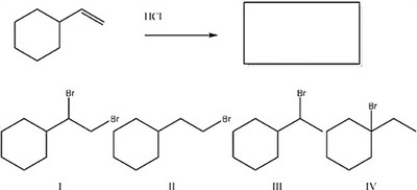 What is the major product of the following reaction?   A)  IV B)  II C)  III D)  I