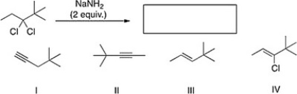 What is the product of the following reaction?   A)  II B)  IV C)  III D)  I