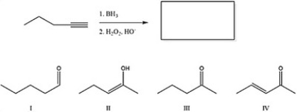 What is the major product of the following reaction?   A)  IV B)  III C)  I D)  II