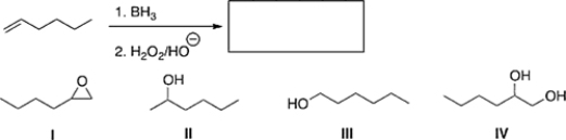 Predict the product of the following reaction.   A)  IV B)  II C)  I D)  III