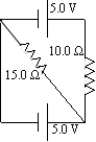  The current through the 10.0-  \Omega  resistor in the figure here is   A)  0 A. B)  0.25 A. C)  0.33 A. D)  0.50 A. E)  0.66 A. 