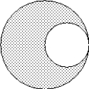 A circular hole of radius R was cut from metallic disk of uniform thickness and radius 2R. The center of mass of the disk with the hole is placed   A)  R/2 away from the center of the original metallic disk (no hole) . B)  R/4 to the right of the center of the original metallic disk (no hole)  C)  R/4 to the left of the center of the original metallic disk (no hole) . D)  R/3 to the right of the center of the original metallic disk (no hole) . E)  R/3 to the left of the center of the original metallic disk (no hole) .