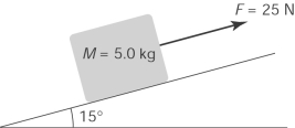 A 5.0-kg box slides up an inclined plane at a constant speed when a 25-N force is applied to it parallel to the plane of incline. Assuming that the acceleration of gravity is 10 m/s<sup>2</sup>, the coefficient of kinetic friction between the box and the incline is   A)  f<sub>k</sub> = 0.20. B)  f<sub>k</sub> = 0.25. C)  f<sub>k</sub> = 0.30. D)  f<sub>k</sub> = 0.35.