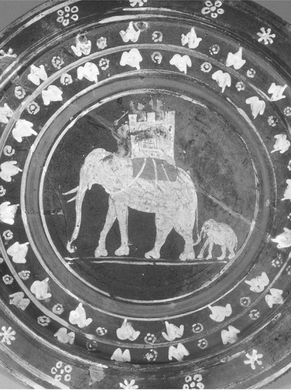 <strong>This Etruscan dish depicts war elephants. Which two enemies of Rome famously included elephants among their troops?  </strong> A)Brennus B)Pyrrhus of Epirus C)Hannibal D)Titus Tatius <div style=padding-top: 35px> 