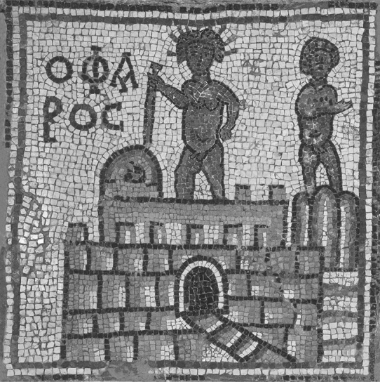 The lighthouse of Alexandria, depicted here in a mosaic, is one of the Seven Wonders of the Ancient World. Which of the following, established after a failed siege of Demetrius Poliorcetes and built from the metal of his siege engines, is also a Wonder of the Ancient World?   A) The Obelisk of Cyprus B) The Mausoleum of Alexander C) The Colossus of Rhodes D) The Temple of Cybele