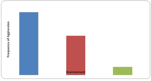 <strong>A researcher measured the aggressive behavior of genetic clones reared in three different environments and found the following results. This is an illustration of what?  </strong> A) An animal personality B) Strong genetic effects on behavior C) Gene-environment interaction D) A reaction norm E) Epistasis <div style=padding-top: 35px> 