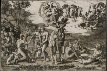   Why did Marcantonio Raimondi make a print copy of Raphael's Judgment of Paris (figure 7.6) ? A)  To spread Raphael's ideas B)  Because printing is a democratic art C)  So it could be more widely seen D)  So it would be a woodcut