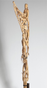   The human figures carved into bisj poles (figure 17.6)  from New Guinea were linked to: A)  Ancestors who were already in the spirit world B)  Headhunting spirits C)  Ancestral spirits who had not been avenged D)  Power that must be taken from chiefs