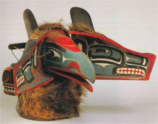   The wolf transformation mask (figure 17.25)  from Canada was used in festivals that featured dances designed to: A)  Help the coming harvest B)  Teach girls about supernatural beings C)  Protest the government D)  Initiate elite young men