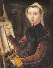   Caterina van Hemessen's Self-Portrait (figure 15.21)  illustrates what Northern Renaissance quality that was shared with Italian Renaissance artists? A)  An elevation of the status of artists B)  An interest in surface detail C)  A tendency to distort space D)  A use of sfumato
