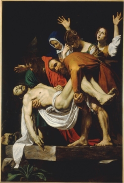   Caravaggio's Deposition (figure 15.26)  was revolutionary in depicting: A)  Color B)  Classical ideals C)  Space D)  Narrative