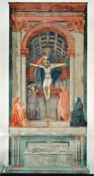   Masaccio's Holy Trinity (figure 15.8A) shows how Early Renaissance art championed naturalism. The space in this painting is more believable because he was the first artist to use ______ .