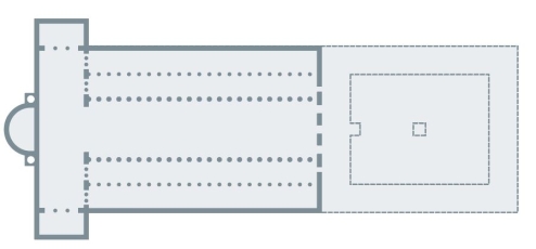     Old St. Peter's (figure 14.7A and B)  featured: A)  Room for numerous people and a catacomb B)  Light and pointed arches C)  A nave and aisles D)  A nave and flying buttresses