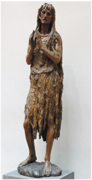 Magdalena Abakanowicz's Bronze Crowd (figure 10.6A) with Donatello's Mary Magdalene (figure 10.24). How do the artists convey different or similar messages using the durability and appearance of the materials, as well as the visual elements of art?
