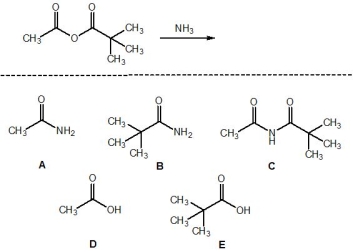 For the following reaction, pick out the products. Please select all that apply.   A)  A B)  B C)  C D)  D E)  E