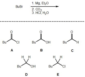 For the following reaction, pick out the major product::   A)  A B)  B C)  C D)  D E)  E