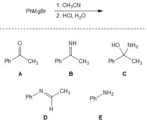 For the following reaction, pick out the major product:   A)  A B)  B C)  C D)  D E)  E