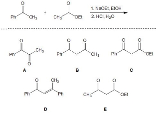 For the following reaction, pick out the major product:   A)  A B)  B C)  C D)  D E)  E