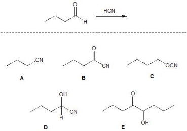 For the following reaction, pick out the major product:   A)  A B)  B C)  C D)  D E)  E
