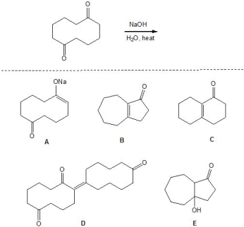 <strong>For the following reaction, pick out the major product:  </strong> A) A B) B C) C D) D E) E <div style=padding-top: 35px> 