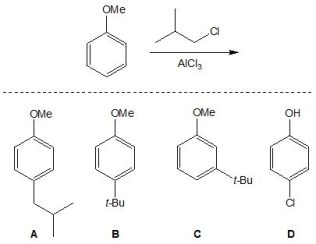 What is the major product of the following reaction?   A)  A B)  B C)  C D)  D