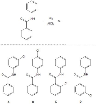 From the following reaction, pick out the major product:   A)  A B)  B C)  C D)  D