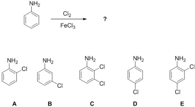Which of the following will be the dominant product of this reaction?   A)  A B)  B C)  C D)  D E)  E