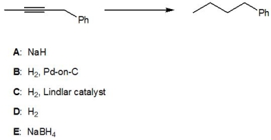 For the following transformation, pick a suitable reagent from A-E:   A)  A B)  B C)  C D)  D E)  E