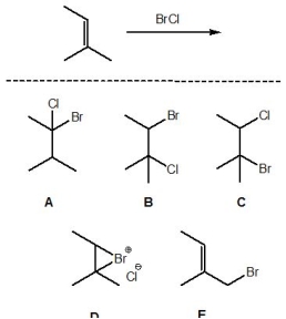 What is the major product of the following reaction?   A)  A B)  B C)  C D)  D E)  E