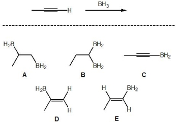 For the following reaction, pick out the product:   A)  A B)  B C)  C D)  D E)  E