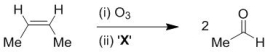 Identify suitable conditions 'X' to effect the reaction below. Please select all that apply.   A)  Me<sub>2</sub>S B)  Zn C)  PPh<sub>3</sub> D)  H<sub>2</sub>O<sub>2</sub>