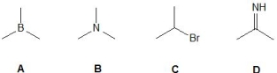 Match the chemical descriptors to the following molecules:    -Weak nucleophile A)  C B)  A C)  D D)  B